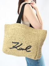 Handtas K Signature Raphia Karl lagerfeld Wit k signature 241W3064-vue-porte