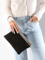 Cross Body Tas Velvet Leder Milano Zwart velvet VE24065-vue-porte
