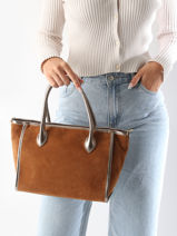 Handtas Velvet Leder Milano Bruin velvet VE24062-vue-porte