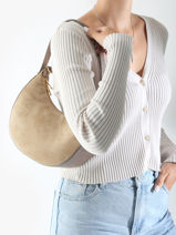 Schoudertas Velvet Leder Milano Beige velvet VE24063-vue-porte