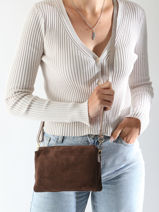 Cross Body Tas Velvet Leder Milano Bruin velvet VE24061-vue-porte