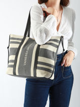 Handtas Cabas Katoen Vanessa bruno Zwart cabas 3V40374-vue-porte