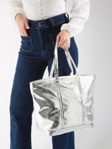 Handtas Cabas Cuir Leder Vanessa bruno Zilver cabas cuir 30V40409-vue-porte