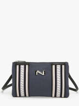 Crossbody Tas Noa Canvas En Leder Nathan baume Blauw solar NOA