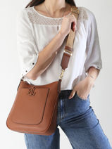 Cross Body Tas Cameryn Leder Lauren ralph lauren Bruin cameryn 31970152-vue-porte