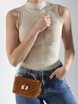 Cross Body Tas Velvet Leder Milano Bruin velvet VE24117-vue-porte