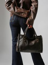 Handtas Cow Leder Basilic pepper Bruin cow BCOW22-vue-porte