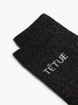 Damessokken Têtue Long Glitter Pieces Zwart socks women 17162499-vue-porte