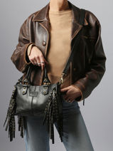 Cross Body Tas Dakota Eyelet Leder Basilic pepper Zwart dakota eyelet BDAE72-vue-porte