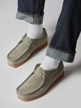 Mocassins Wallabee Uit Leder Clarks Groen men 26183447-vue-porte