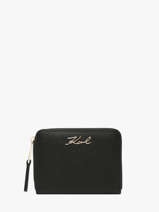 Portefeuille Signature Medium Zip Leder Karl lagerfeld Zwart k signature B1W32036