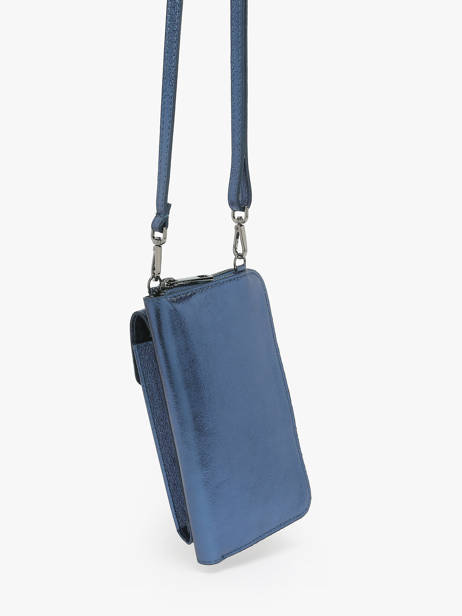Telefoonetui /cross Body Leder Milano Blauw nine NI23068 ander zicht 2