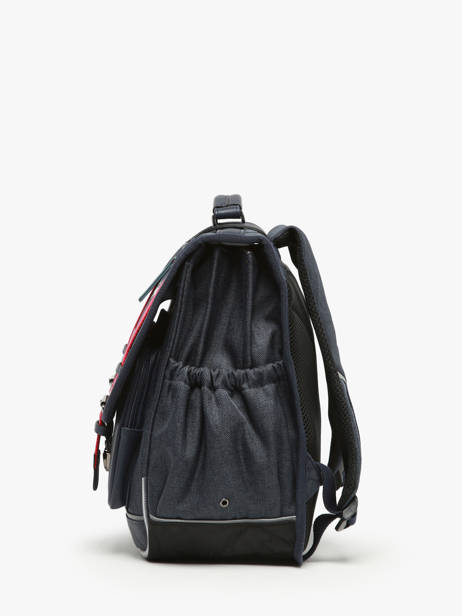 Boekentas Kinderen 3 Compartimenten Cameleon Blauw vintage urban CA41 ander zicht 2