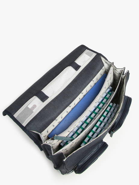 Boekentas Kinderen 3 Compartimenten Cameleon Blauw vintage urban CA41 ander zicht 3