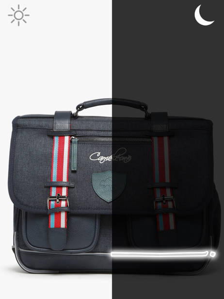 Boekentas Kinderen 3 Compartimenten Cameleon Blauw vintage urban CA41 ander zicht 7