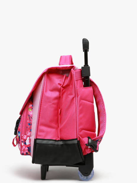 Boekentas Op Wieltjes 2 Compartimenten Snowball Roze butterfly T46438 ander zicht 2