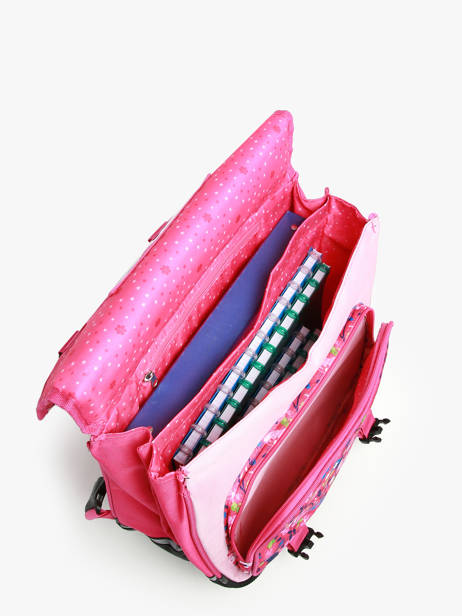 Boekentas Op Wieltjes 2 Compartimenten Snowball Roze butterfly T46438 ander zicht 3