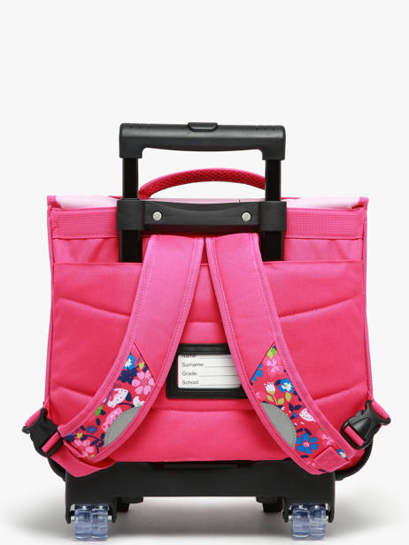 Boekentas Op Wieltjes 2 Compartimenten Snowball Roze butterfly T46438 ander zicht 4