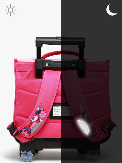 Boekentas Op Wieltjes 2 Compartimenten Snowball Roze butterfly T46438 ander zicht 6