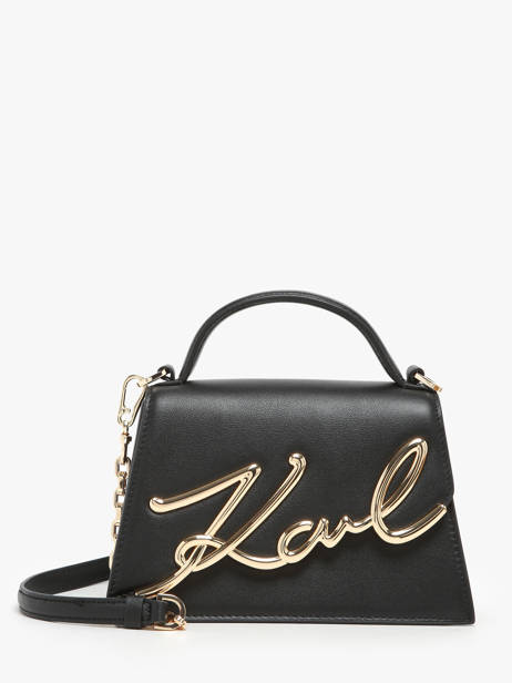 Cross Body Tas K Signature Leder Karl lagerfeld Zwart k signature 240W3004