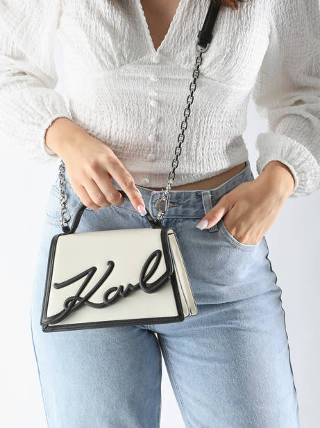 Cross Body Tas K Signature Leder Karl lagerfeld Wit k signature 245W3072 ander zicht 1