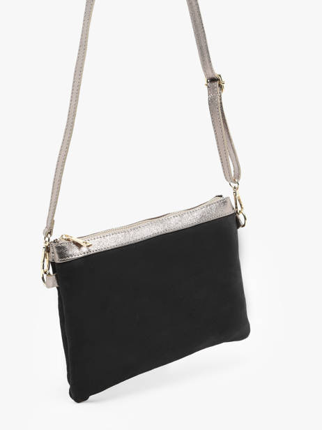 Cross Body Tas Velvet Leder Milano Zwart velvet VE24065 ander zicht 2
