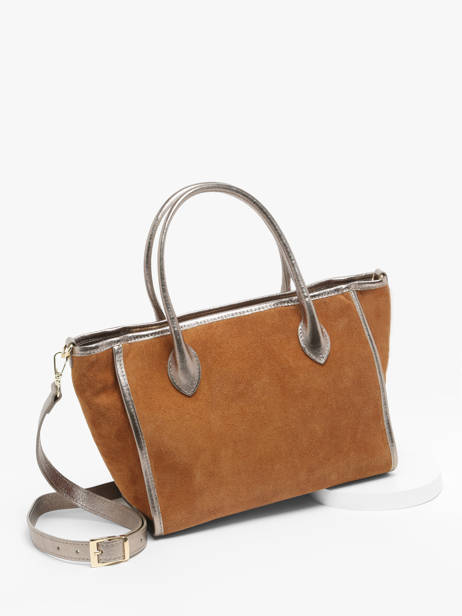 Handtas Velvet Leder Milano Bruin velvet VE24062 ander zicht 2