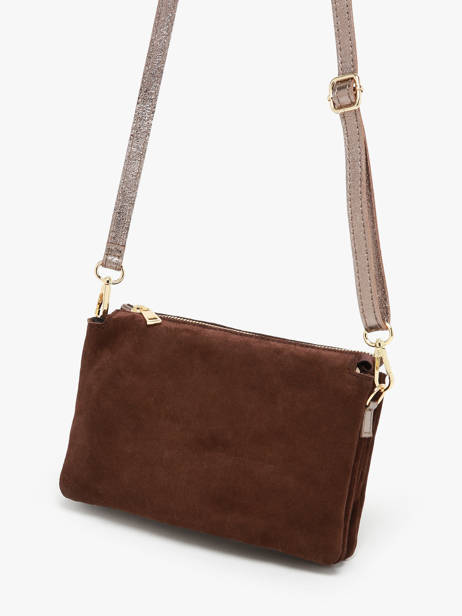 Cross Body Tas Velvet Leder Milano Bruin velvet VE24061 ander zicht 2