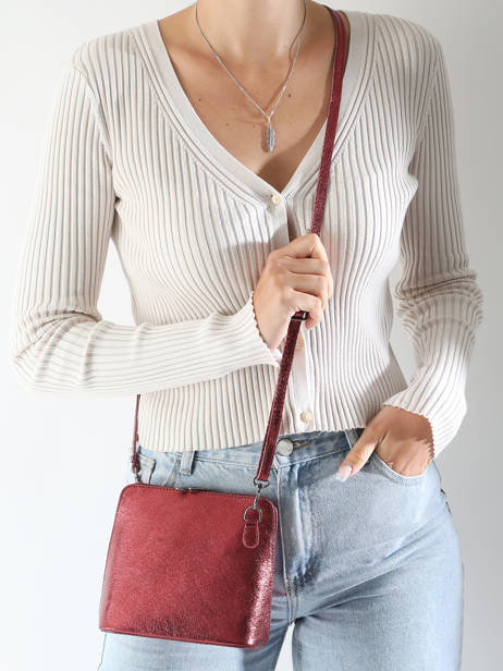 Cross Body Tas Nine Leder Milano Rood nine NI23117N ander zicht 1