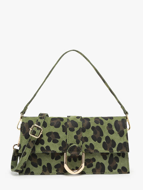 Schoudertas Velvet Leopardo Leder Milano Groen velvet leopardo VL24066