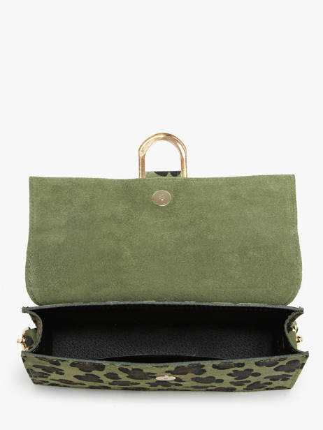 Schoudertas Velvet Leopardo Leder Milano Groen velvet leopardo VL24066 ander zicht 3