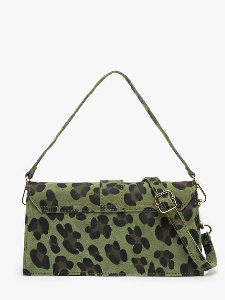 Schoudertas Velvet Leopardo Leder Milano Groen velvet leopardo VL24066 ander zicht 4