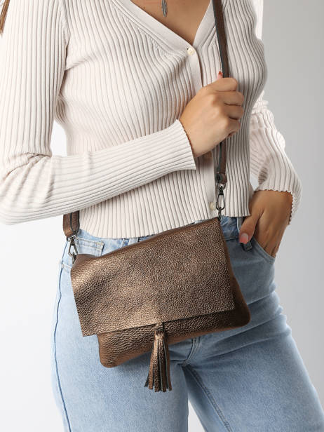 Cross Body Tas Caviar Leder Milano Bruin caviar CA22112 ander zicht 1