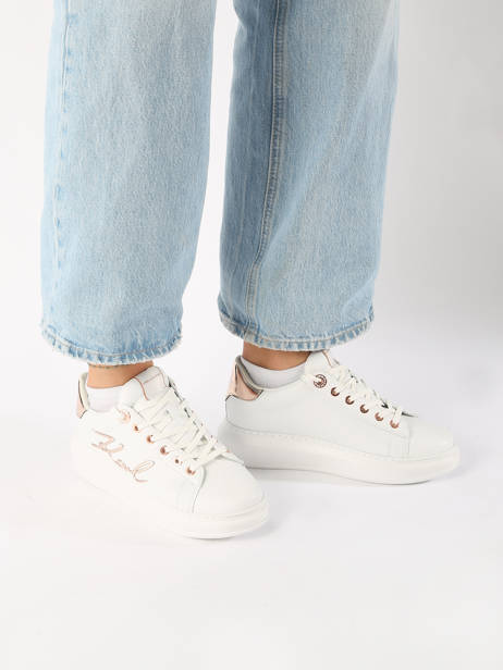 Sneakers Kapri Signature Uit Leder Karl lagerfeld Wit women KL62510A ander zicht 1