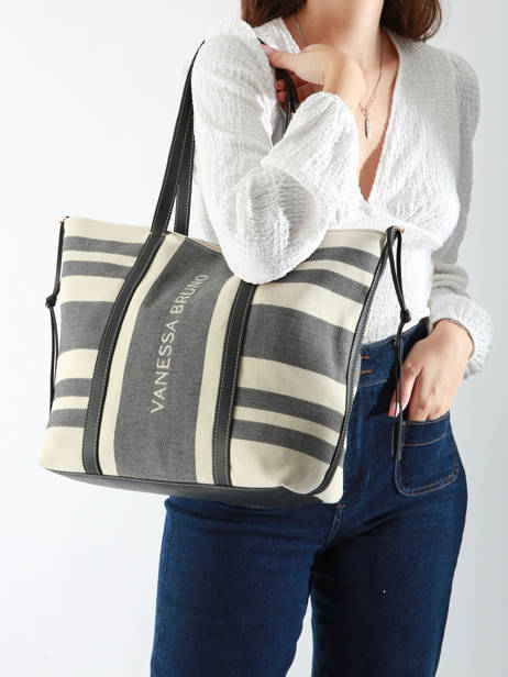 Handtas Cabas Katoen Vanessa bruno Zwart cabas 3V40374 ander zicht 1