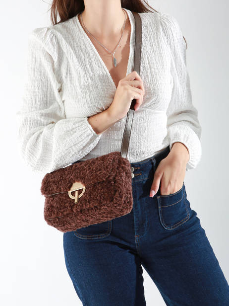 Cross Body Tas M Moon Leder En Teddy Vanessa bruno Bruin moon 37V40533 ander zicht 1