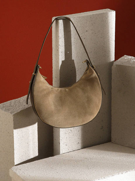 Schoudertas Velvet Leder Milano Beige velvet VE24063 ander zicht 5