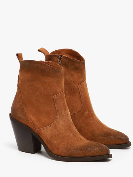 Enkellaarsjes Met Hak Tronchetti Texani Uit Leder Metisse Bruin women XD798 ander zicht 2