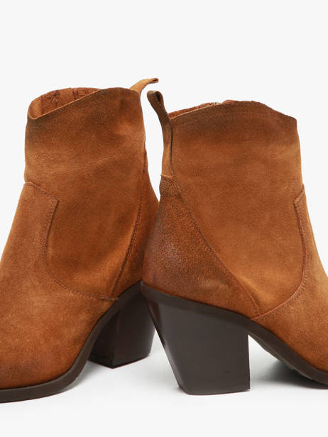 Enkellaarsjes Met Hak Tronchetti Texani Uit Leder Metisse Bruin women XD798 ander zicht 3