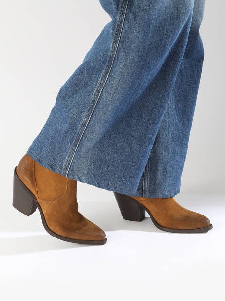 Enkellaarsjes Met Hak Tronchetti Texani Uit Leder Metisse Bruin women XD798 ander zicht 1