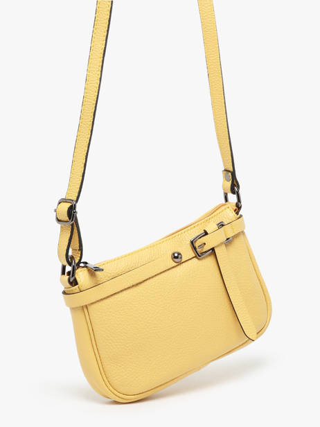 Cross Body Tas Caviar Leder Milano Geel caviar G1421N ander zicht 2