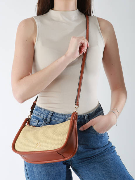 Cross Body Tas Raphia Raphia Lulu castagnette Bruin raphia YASSIR ander zicht 1