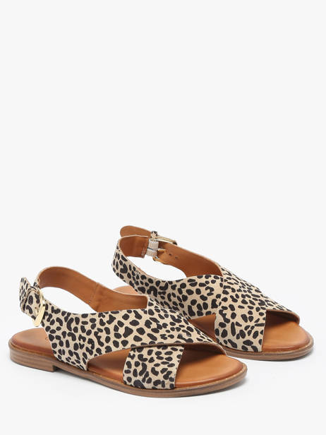 Open Sandalen Magnieres Uit Leder Coco abricot Veelkleurig women V3043J ander zicht 1