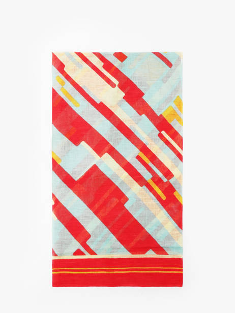 Sjaal Red Stripes Linnen 100x100cm Biba Veelkleurig accessoires RI257A