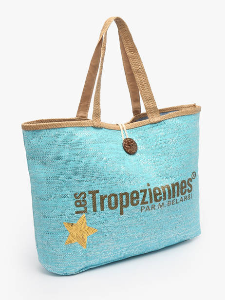 Schoudertas Panama Papier Les tropeziennes Blauw panama TZ01 ander zicht 2
