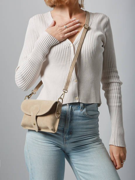 Cross Body Tas Velvet Milano Beige velvet VE260612 ander zicht 1