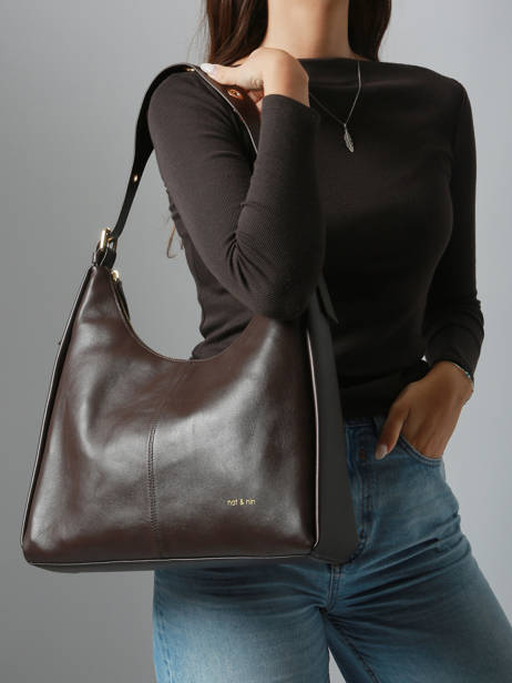 Schoudertas Tina Glad Leder Nat et nin Bruin vintage TINA ander zicht 1