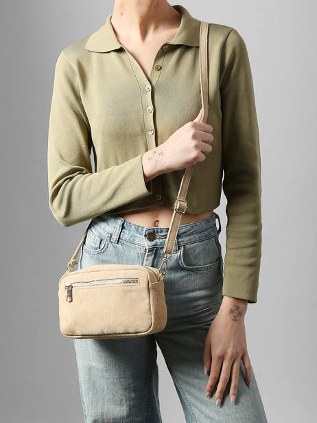 Cross Body Tas Velvet Leder Milano Beige velvet VE25115 ander zicht 1