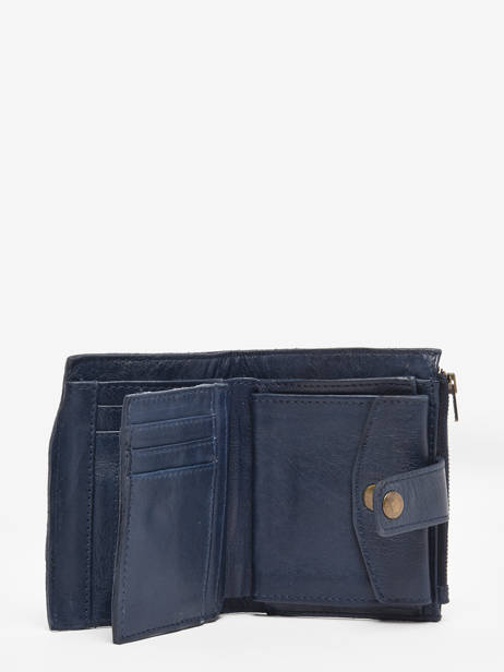 Portemonnee Cow Leder Basilic pepper Blauw cow BCOW94 ander zicht 2